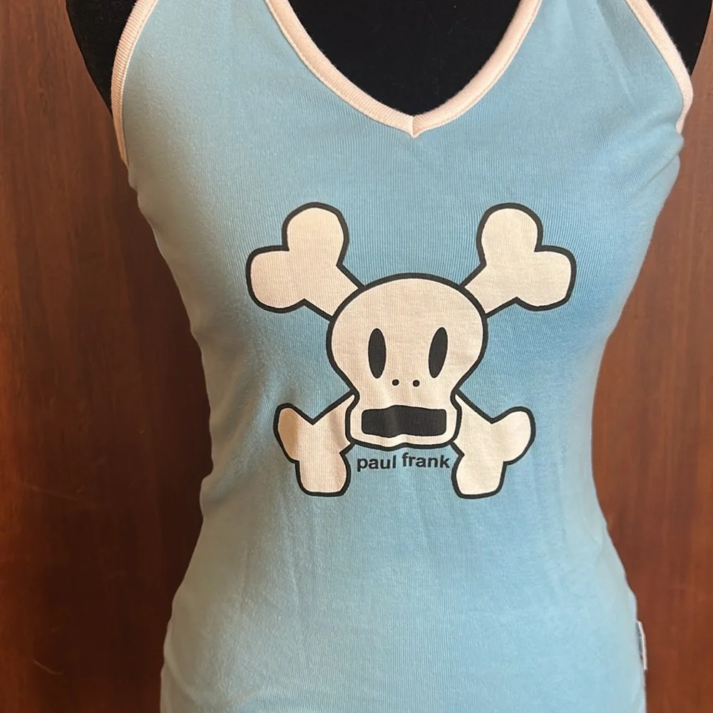 Y2K Rare Paul Frank Skull and Crossbones Halter Top M - Picture 2 of 9
